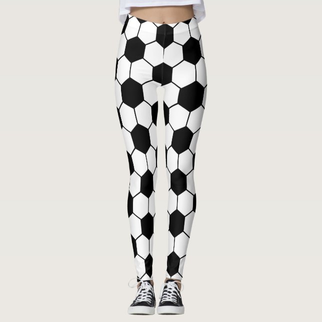 Schwarz-Weiß-Fußball Leggings (Vorderseite)