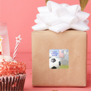 Schwarz-Weiß-Fußball-Sport Square Sticker