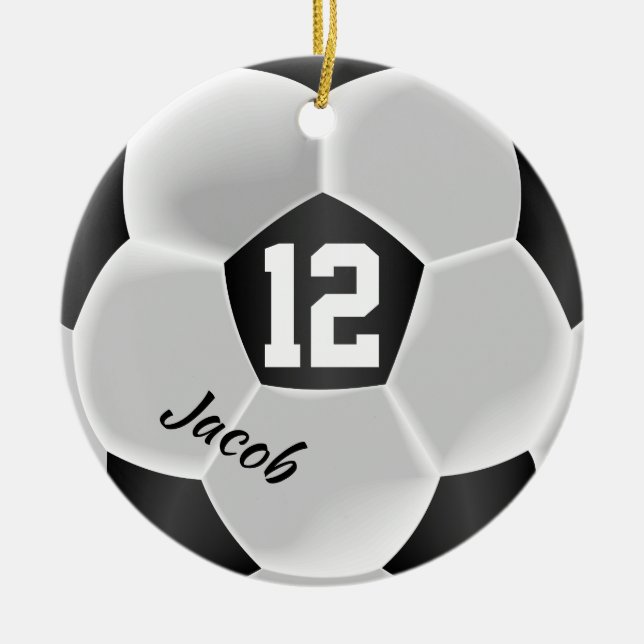 Schwarz-Weiß-Fußballball Keramik Ornament (Vorne)
