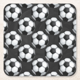 Schwarz-Weiß-Fußballball-Muster Rechteckiger Pappuntersetzer