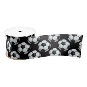 Schwarz-Weiß-Fußballball-Muster Satinband