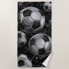 Schwarz-Weiß-Fußballmuster – Kühne Sportart Strandtuch
