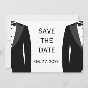 Schwarz-Weiß-Gay-Hochzeit speichern Sie die Datums Save The Date