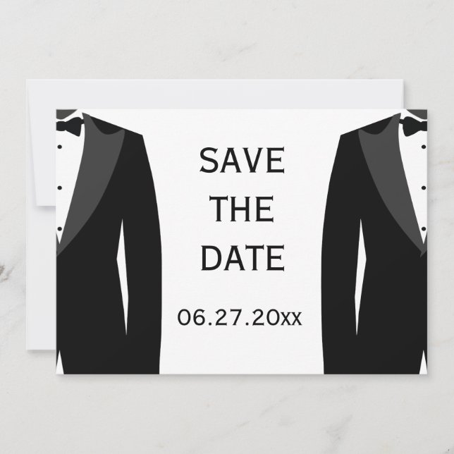 Schwarz-Weiß-Gay-Hochzeit speichern Sie die Datums Save The Date (Vorderseite)