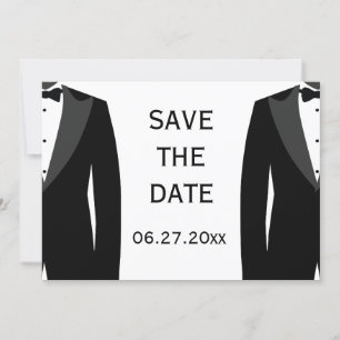 Schwarz-Weiß-Gay-Hochzeit speichern Sie die Datums Save The Date