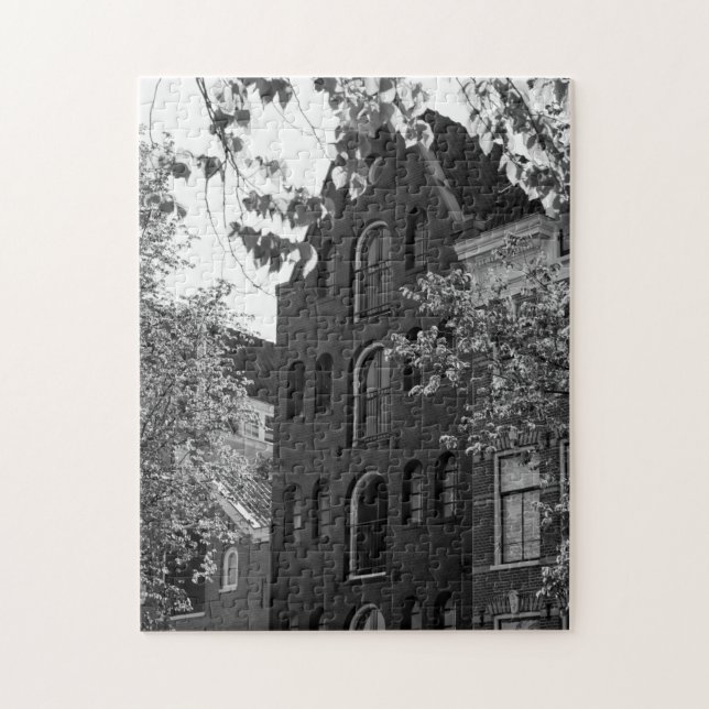 Schwarz-Weiß-Gebäude in Amsterdam Puzzle (Vertikal)
