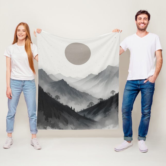 Schwarz-Weiß-Gebirgslandschaft Fleecedecke (Beispiel)