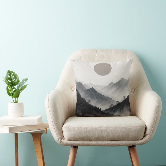 Schwarz-Weiß-Gebirgslandschaft Kissen (Stuhl )