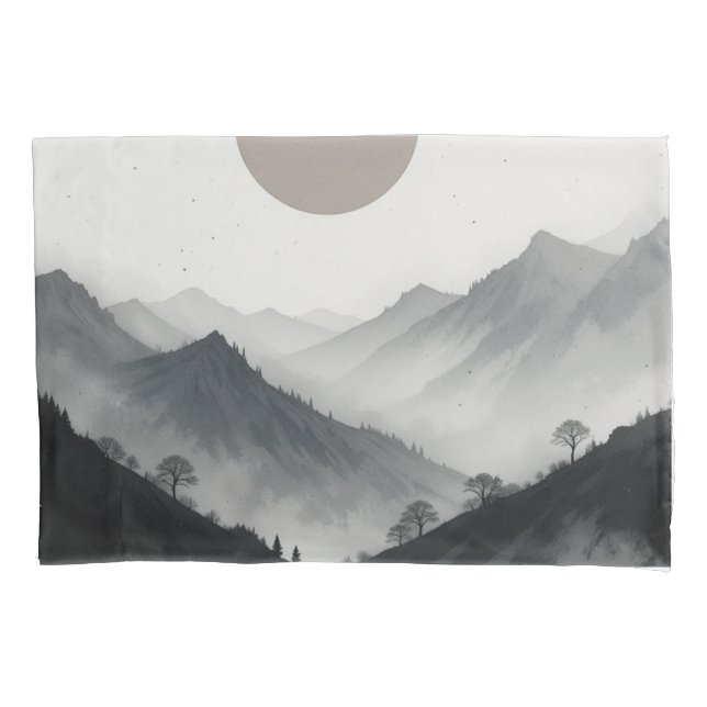 Schwarz-Weiß-Gebirgslandschaft Kissenbezug (Vorderseite)