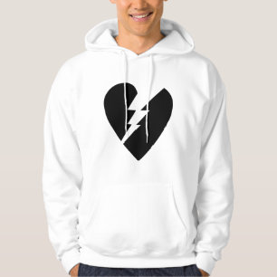 Schwarz-Weiß-Gebrochene Herzblüte Kunst Hoodie