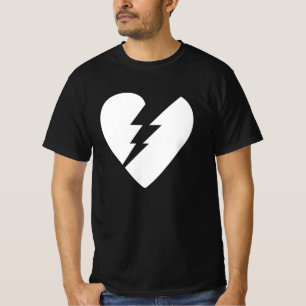 Schwarz-Weiß-Gebrochene Herzblüte Kunst T-Shirt