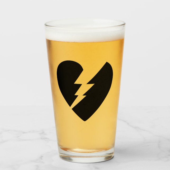 Schwarz-Weiß-gebrochenes Herz - Kunst Glas (Vorne (Gefüllt))