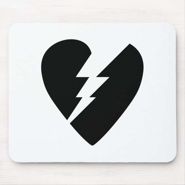 Schwarz-Weiß-gebrochenes Herz - Kunst Mousepad (Vorne)