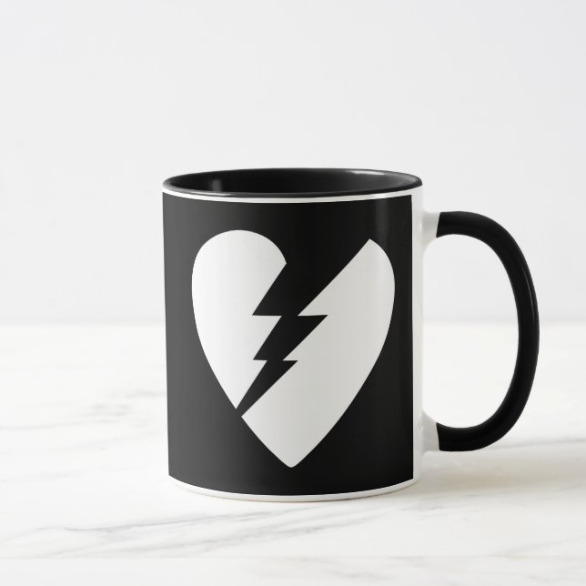 Schwarz-Weiß-gebrochenes Herz - Kunst Tasse (Rechts)