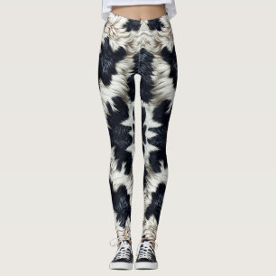 Schwarz-weiß gefleckte Kuh Felliger Blick Leggings