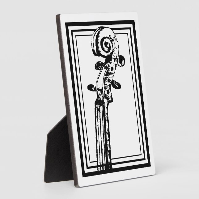 Schwarz-Weiß-Geige-Rollen mit schwarzen Konturen Fotoplatte (Seite)