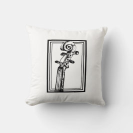 Schwarz-Weiß-Geige-Rollen mit schwarzen Konturen Kissen