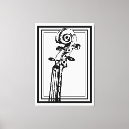 Schwarz-Weiß-Geige-Rollen mit schwarzen Konturen Leinwanddruck