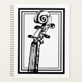 Schwarz-Weiß-Geige-Rollen mit schwarzen Konturen Planer