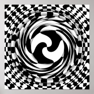 Schwarz-Weiß-Geist Op Art 12" x 16" Poster