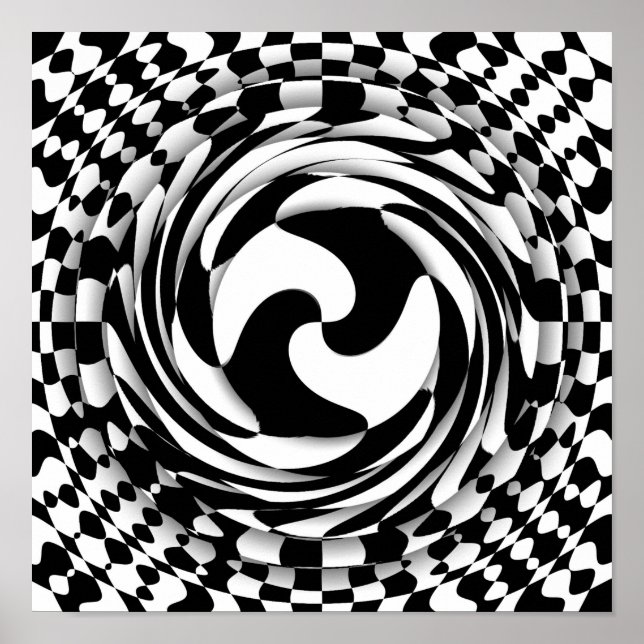 Schwarz-Weiß-Geist Op Art 12" x 16" Poster (Vorne)