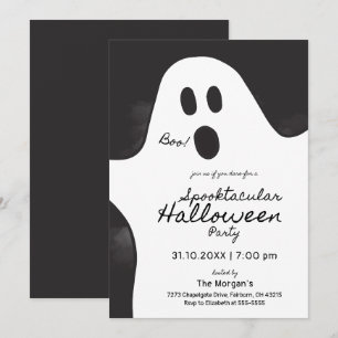 Schwarz-Weiß-Geist-Spooktacular-Halloween-Party Einladung