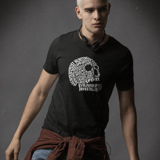 Schwarz-weiß-Geisterjagd-Paranormaler-Totenkopf-Mä T-Shirt