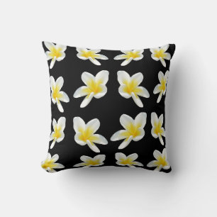Schwarz Weiß Gelb, Frangipani Kissenbezug. Kissen