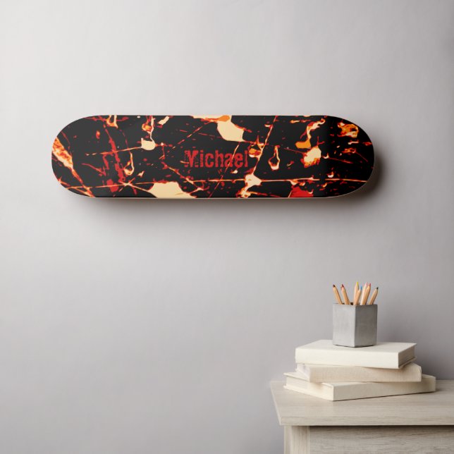 Schwarz-weiß Gelbgelb personalifizierbar Skateboard (Wandkunst (Horz))