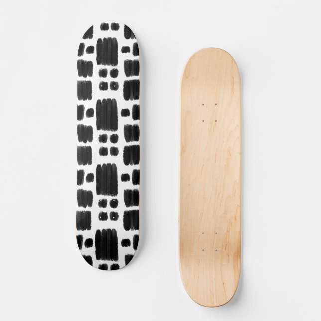 Schwarz-weiß gemalte Formen Skateboard (Vorderseite)