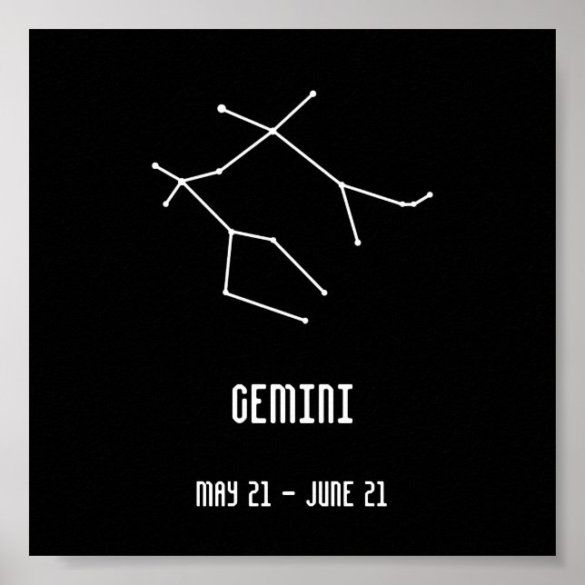 Schwarz-Weiß-Gemini-Konstellation Poster (Vorne)