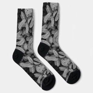 Schwarz-weiß gemusterte Blatt-Socken Socken