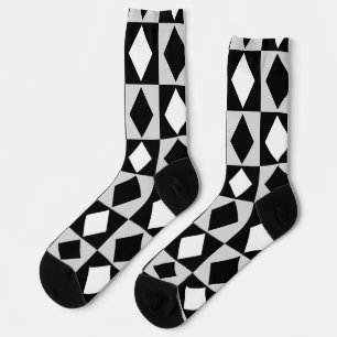 Schwarz-weiß Geometric Rhombus Diamond Socken