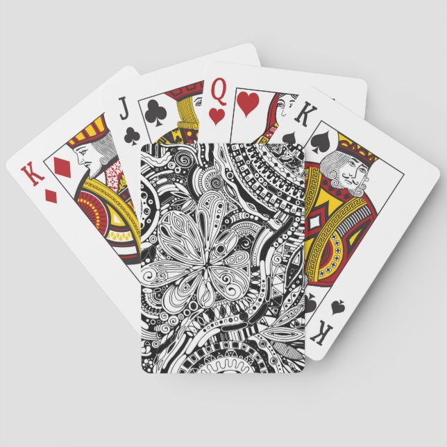 Schwarz-Weiß-Geometrie 15 Spielkarten (Rückseite)