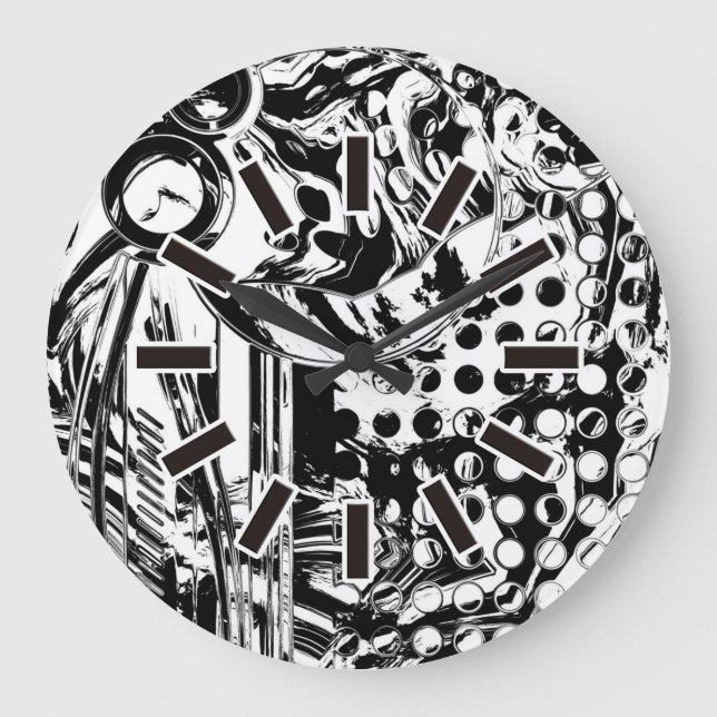 Schwarz-Weiß-Geometrie 20 Große Wanduhr (Vorderseite)
