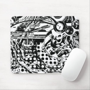 Schwarz-Weiß-Geometrie 20 Mousepad