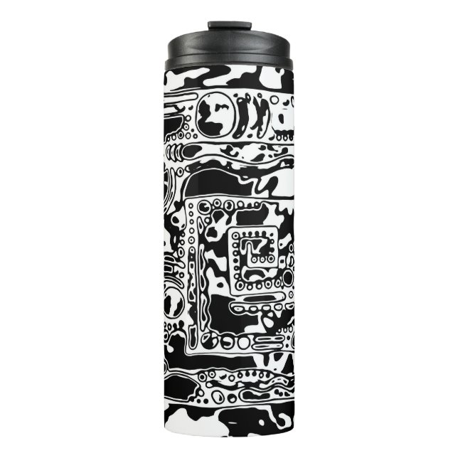 Schwarz-Weiß-Geometrie 25 Thermosbecher (Vorderseite)