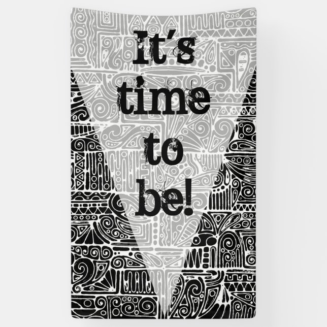 Schwarz-Weiß-Geometrie Art 2 Banner (Vertikal)