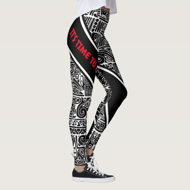 Schwarz-Weiß-Geometrie Art 2 Leggings (Rechts)