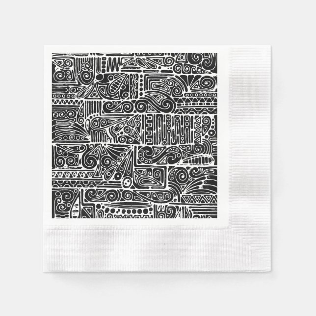 Schwarz-Weiß-Geometrie Art 2 Serviette (Vorderseite)