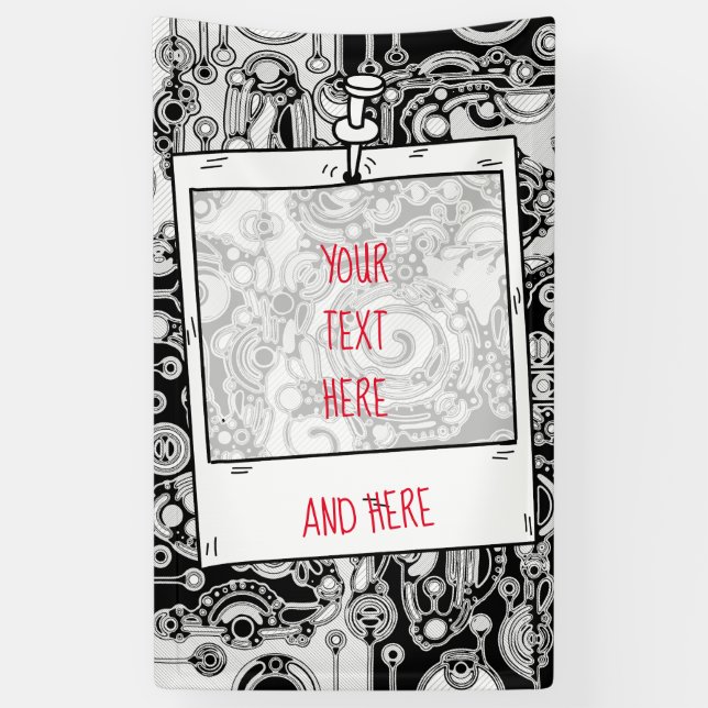 Schwarz-Weiß-Geometrie Art 3 Banner (Vertikal)