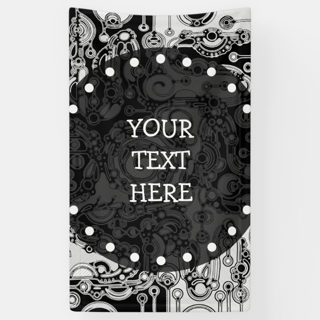 Schwarz-Weiß-Geometrie Art 3 Banner (Vertikal)