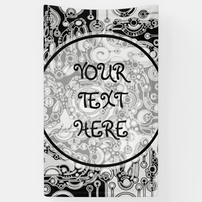 Schwarz-Weiß-Geometrie Art 3 Banner (Vertikal)