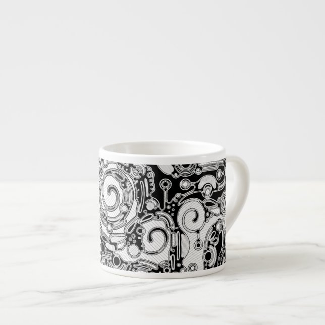 Schwarz-Weiß-Geometrie Art 3 Espressotasse (Vorderseite Rechts)