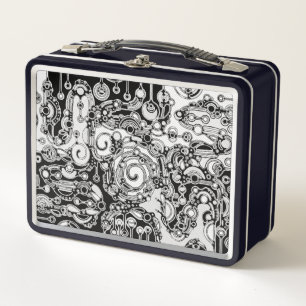 Schwarz-Weiß-Geometrie Art 3 Metall Brotdose