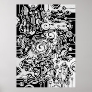 Schwarz-Weiß-Geometrie Art 3 Poster