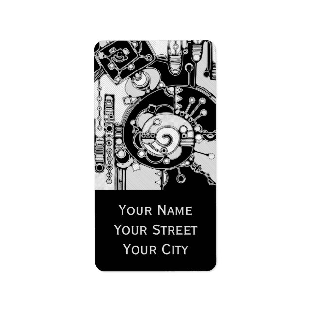 Schwarz-Weiß-Geometrie Art 4 Adressaufkleber (Vorne)