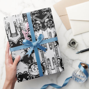 Schwarz-Weiß-Geometrie Art 4 Geschenkpapier