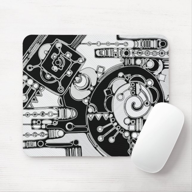 Schwarz-Weiß-Geometrie Art 4 Mousepad (Mit Mouse)