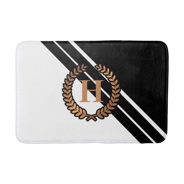 Schwarz-Weiß-Geometrie Badematte (Vorderseite)